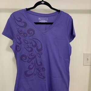 Purple Graphic V-Neck Women's Top